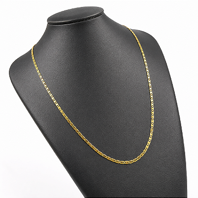 Cordão Masculino Italiano Piastrine 3mm Banhado a ouro 18K