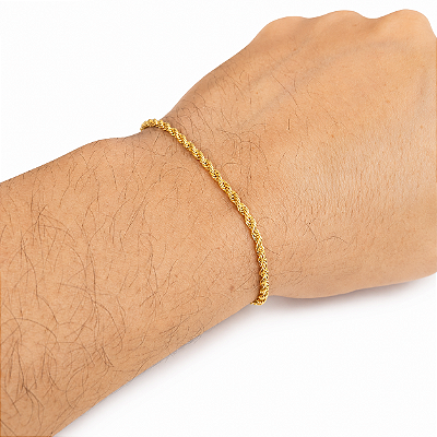 Pulseira Trançada 2mm Banhada a OURO 18K