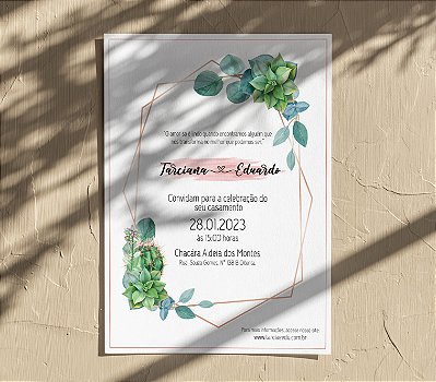 Convite de Casamento 01 - Aramado com Suculentas