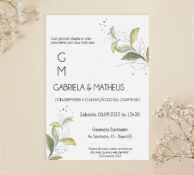 Convite de Casamento 04 - Folhagens