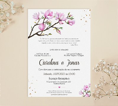Convite de Casamento 06 - Floral de Cerejeira