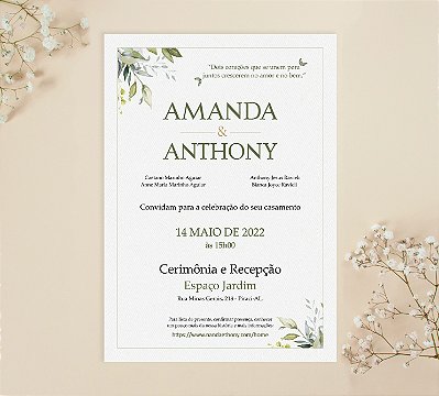 Convite de Casamento 13 - Folhagens
