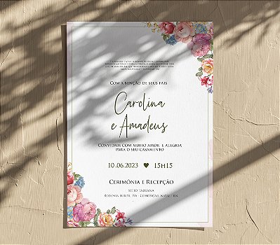 Convite de Casamento 19 - Floral Colorido