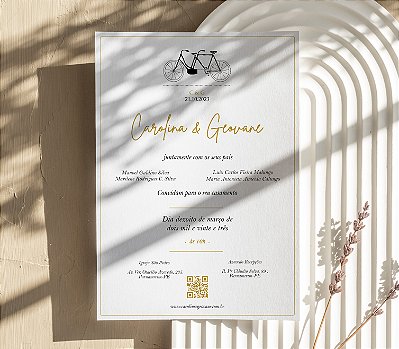 Convite de Casamento 20 - Minimalista | Monograma Bicicleta