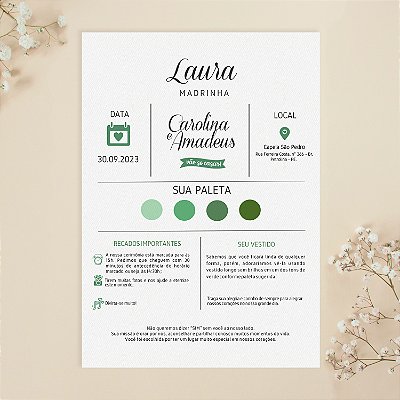 Convite para Padrinhos 01 - Minimalista com Paleta de Cores