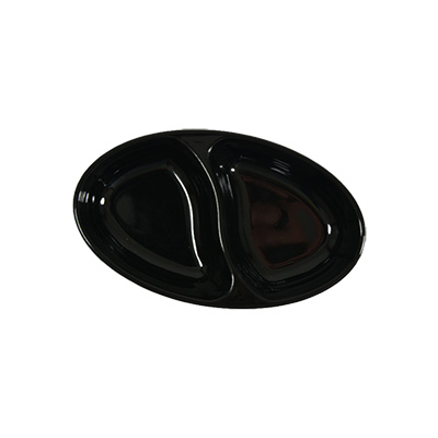 Mini Saladeira Melamina Oval 11cm Dupla Preta 2x30ml C-2116-P