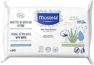Toalha Umedecida de Algodão Mustela Bio 60 Unidades