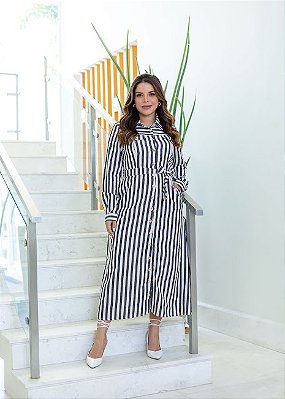 Chemise Luciana Listras Pretas