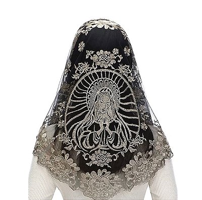 Pré Venda - Mantilha Guadalupe 1 Preta com Bege