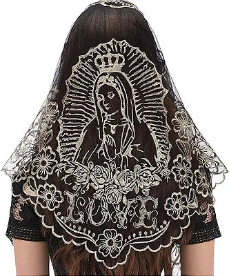 Pré Venda - Mantilha Guadalupe 2 Preta com Bege