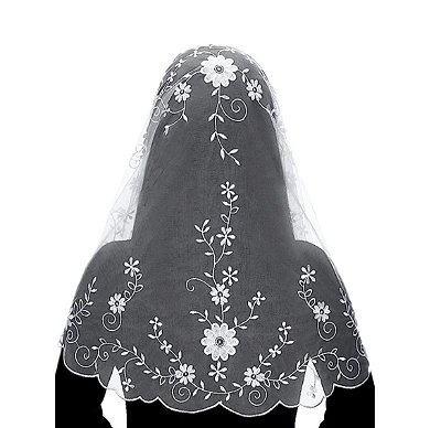 Pré Venda - Mantilha Flor Oval Branca