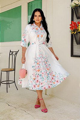 Vestido Jardim de Flores Branco