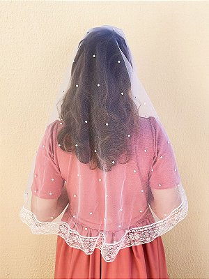Pré Venda- Véu Tule Pérola Branco