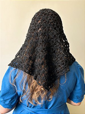 Véu Crochê Preto 1 Triangular