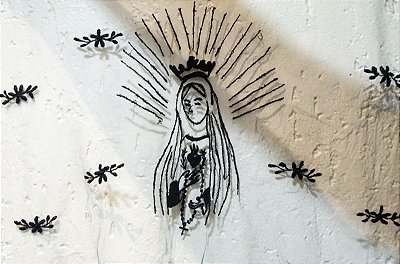 Véu Bordado Fátima Floral Preto