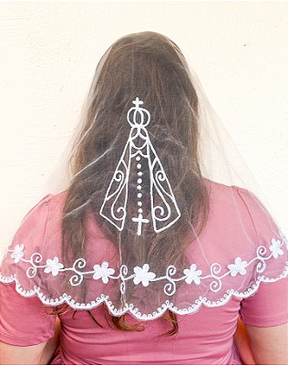 Véu Bordado Aparecida 4 Branco