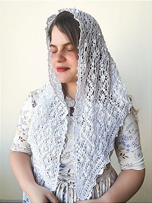 Véu Crochê Branco 2 Triangular