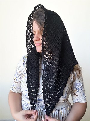 Véu Crochê Preto 2 Triangular