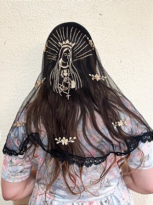 Véu Bordado Fátima Dourado