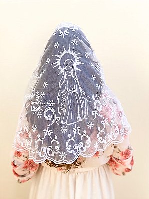 Pré Venda - Mantilha Oval Branca Nossa Senhora