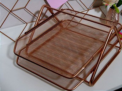 Bandeja Dupla Aramado Porta Papeis Documentos 