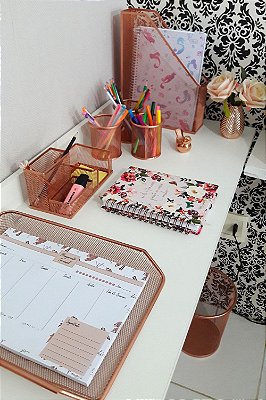 Kit Organizador de Escritório Aramado Bandeja Dupla