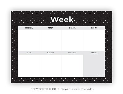 Planner de mesa semanal poá white