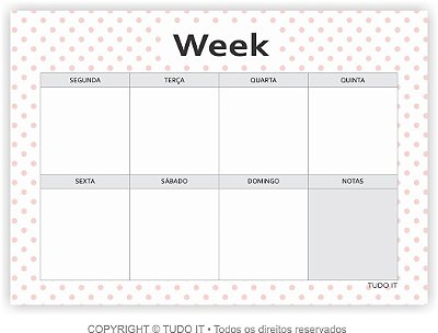 Planner de mesa semanal poá rose A3
