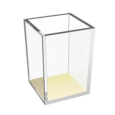 Porta lápis transparente acrílico dourado