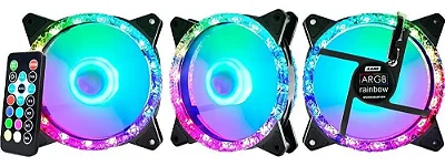 KIT COOLER K-MEX AABDK1 ARGB STAR C/ 3 FANS 120X120X25MM + CONTROLE