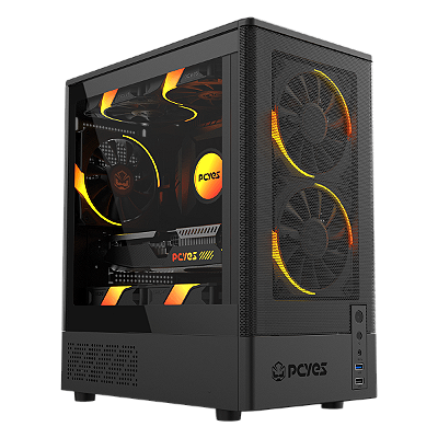 GABINETE GAMER KAURI BLACK VULCAN - LATERAL EM VIDRO - PCYES