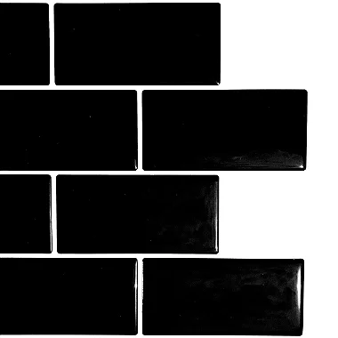 KIT Azulejo Metrô Black rejunte branco - KIT 10 Placas