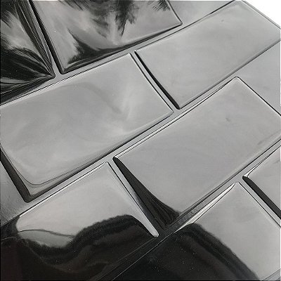 Azulejo Metrô Black - Rejunte Preto - 1 Placa