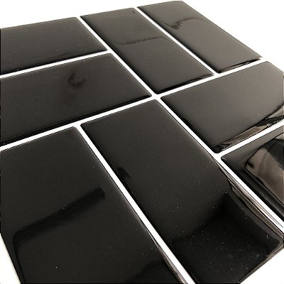 Azulejo Metrô Concept Black - Rejunte Branco - 1 Placa