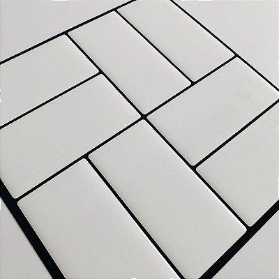 Azulejo Metrô Concept White - Rejunte Preto - 1 Placa