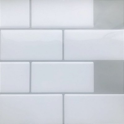 Azulejo Metrô White - Rejunte Cinza Médio - 1 Placa