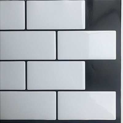 Azulejo Metrô White - Rejunte Preto - 1 Placa