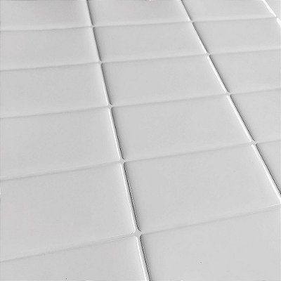 Pastilha Adesiva Resinada - Flat White - Rejunte Branco - 1 Placa