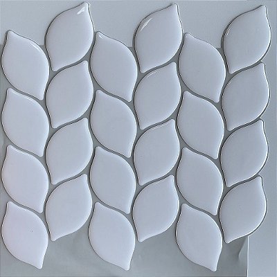 Pastilha Adesiva Resinada - Leaf White - Rejunte Cinza Médio - 1 Placa