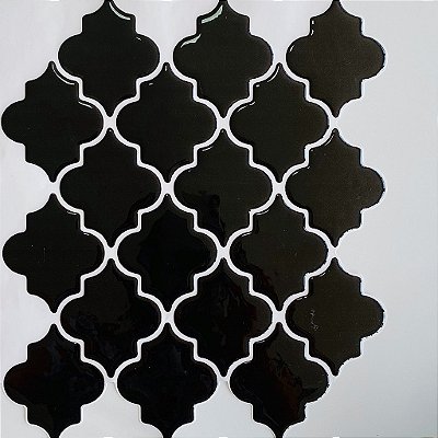 Pastilha Adesiva Resinada Bali Black - Rejunte Branco - 1 Placa