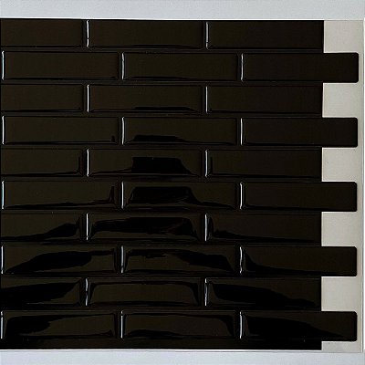 Pastilha Adesiva Resinada Bricks Black - Rejunte Preto - 1 Placa