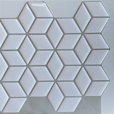 Pastilha Adesiva Resinada Cube White - Rejunte Cinza Médio - 1 Placa