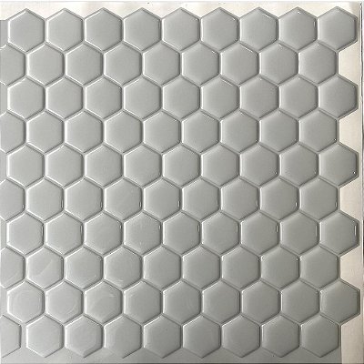 Pastilha Adesiva Resinada Hex Gray - Rejunte Cinza Médio - 1 Placa