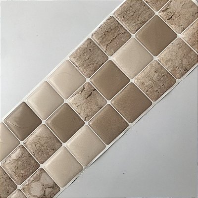 Pastilha Adesiva Resinada Ladrilho Faixa Marmore Travertino - Rejunte Branco - 1 Faixa