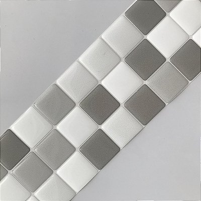 Pastilha Adesiva Resinada Ladrilho Faixa Niquel - Rejunte Branco - 1 Faixa