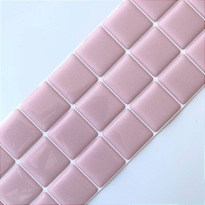 Pastilha Adesiva Resinada Ladrilho Faixa Rosa Millennial - Rejunte Branco - 1 Faixa