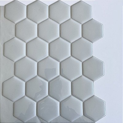Pastilha Adesiva Resinada Large Hex Gray - Rejunte Cinza Médio - 1 Placa