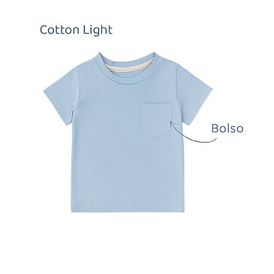 Camiseta com bolso - Azul Claro