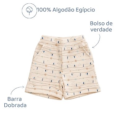 Bermuda Algodão Egípcio - Barco Bege