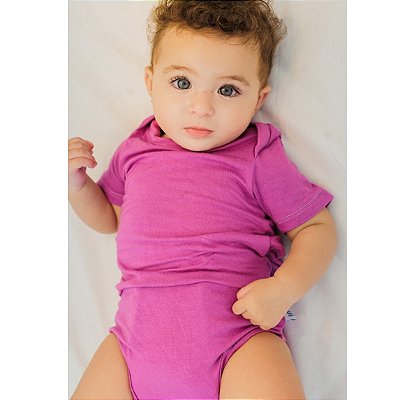 Body Sem Botões com Abertura Traseira Manga Curta - Fúcsia
